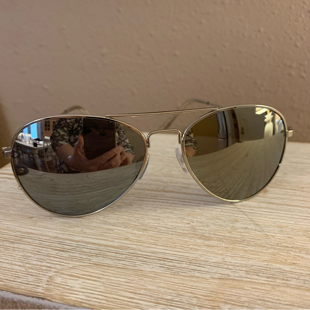 Silver Aviator Mirrored Sunglasses